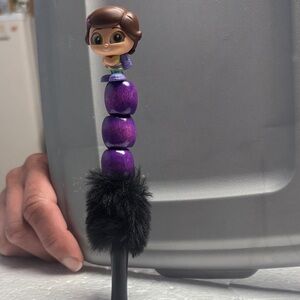 Purple Character Pen with Black Fur